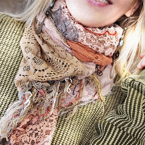 upcycled Accessories - upcycled pieced lace scarf